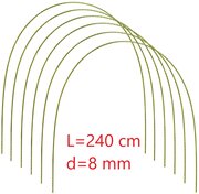 Дуги для парника, 2,4 м, диаметр 8 мм/ комплект 6 штук/ стекловолокно