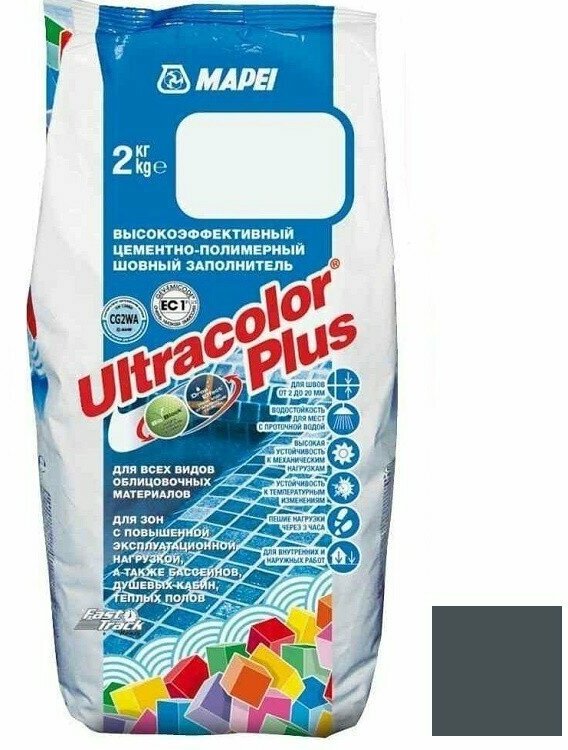 Затирка Mapei Ultracolor Plus №114 антрацит 2 кг - фотография № 9