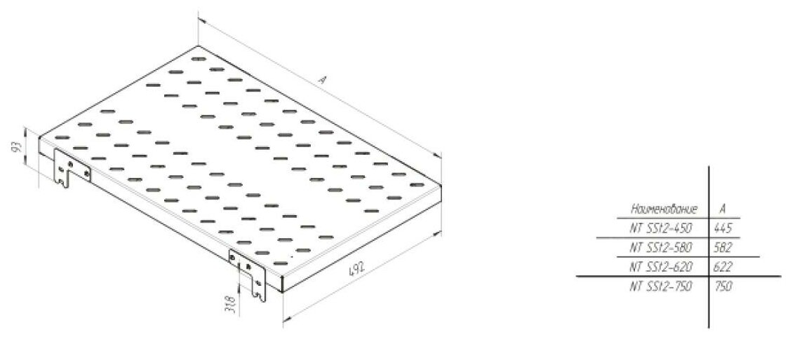 Полка стационарная C3 Solutions SSt2-750 G NT128588 1U нагр.:300кг. 19" 750мм серый (упак.:1шт) - фотография № 2