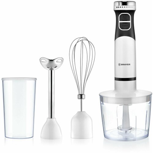 Блендер погружной BRAYER BR1242 800 Вт 2 режима измельчитель венчик стакан белый - 1 шт 521100₽