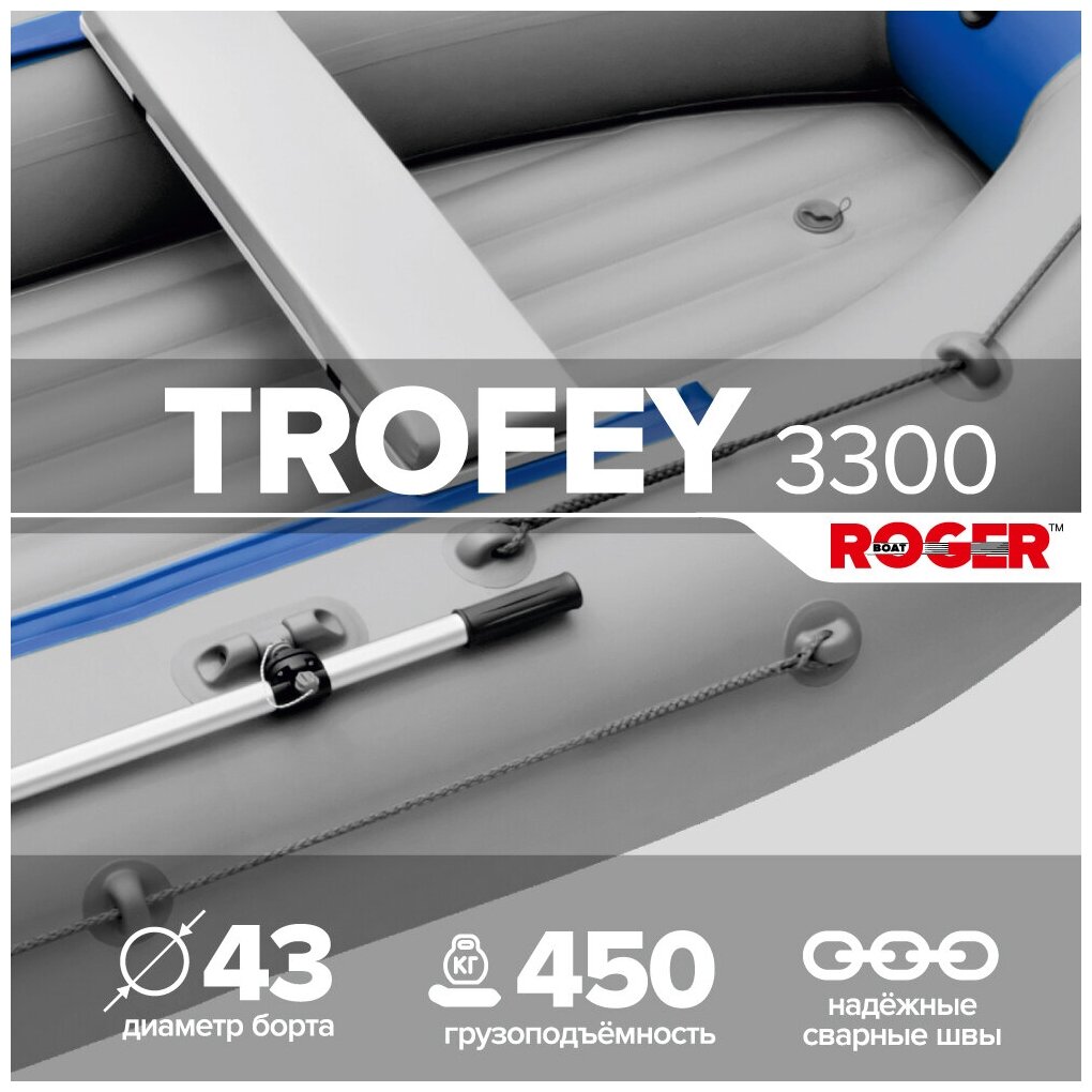 Лодка ПВХ ROGER Trofey 3300 (цвет cеро-синий)