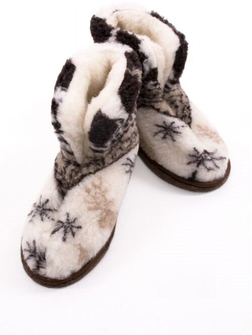 Тапочки Wool Lamb, размер 42-43, белый, коричневый