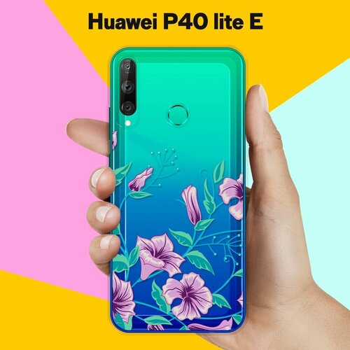силиконовый чехол цветы с узором на huawei p40 Силиконовый чехол Фиолетовые цветы на Huawei P40 Lite E
