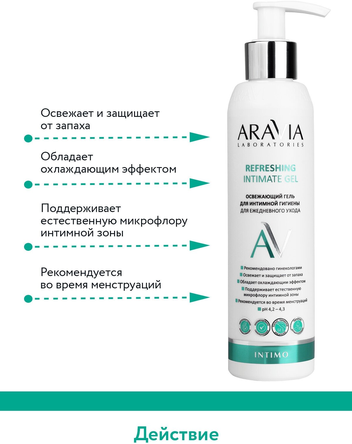 ARAVIA Гель для интимной гигиены освежающий для ежедневного ухода Refreshing Intimate Gel, 200 мл