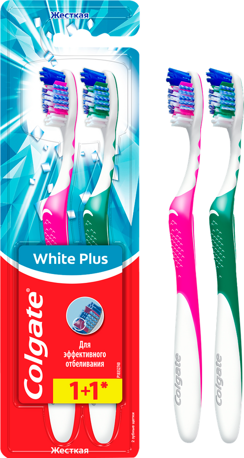 Зубная щетка Colgate White Plus + Зубная щетка жесткая
