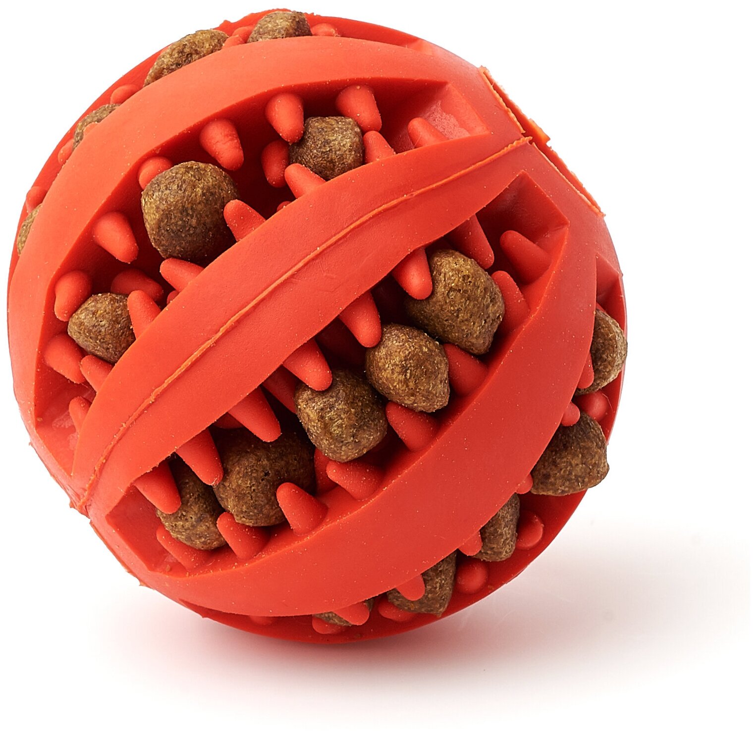 Игрушка мяч для собак резиновый неубиваемый "Чистые Клыки", "Играй Гуляй", со вкусом мяты, цвет: красный, диаметр 5 см - фотография № 3