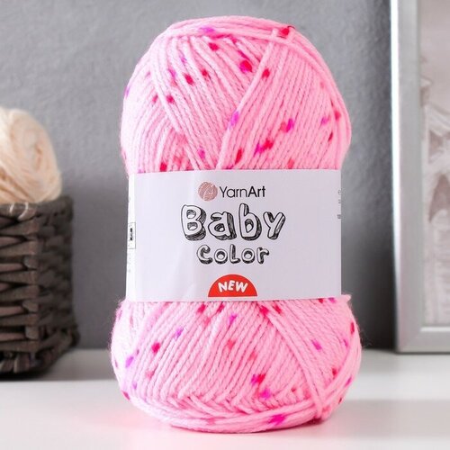 Пряжа Baby color 100% акрил 150м/50гр (211 ярк. розовый/крап)