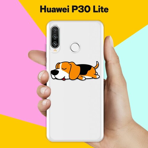 Силиконовый чехол Уставший бигль на Huawei P30 Lite силиконовый чехол толстый бигль на huawei p30 pro