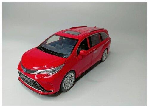 Коллекционная машинка игрушка металлическая Toyota Sienna для мальчиков масштабная модель 1:24 красная