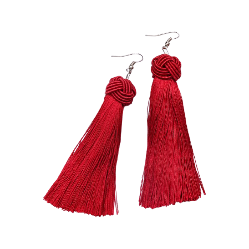 Серьги с подвесками Queen Fair, текстиль, красный, серебряный серьги с подвесками queen fair серебряный красный