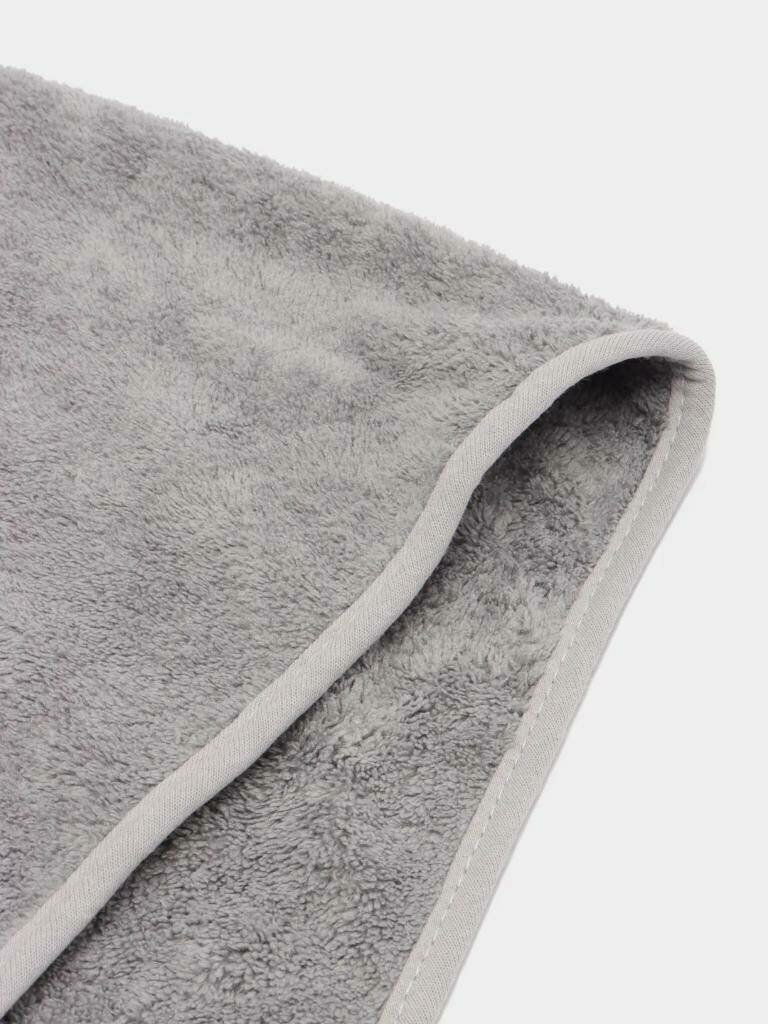 Детское полотенце уголок банное с капюшоном 80х80 см для малыша, темно-серый - фотография № 6