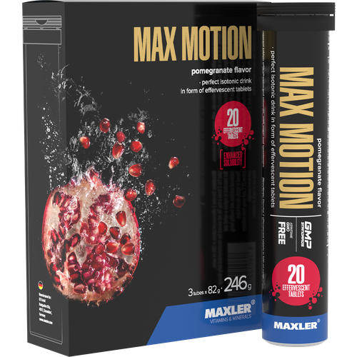 Изотоник Maxler Max Motion, гранат, в упаковке 3 тубы по 20 таб. изотоник maxler max motion витамин с витамин e абрикос в шипучих таблетках 3 шт