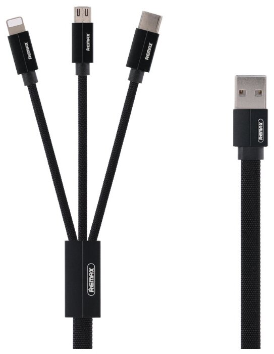 REMAX Gition Series USB кабель 1.2m 3 in 1 Lightning + USB Type-C + micro USB 2.8A black
