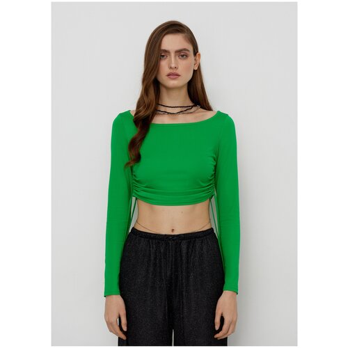 фото Топ укороченный с открытыми плечами niceone [зеленый, s]