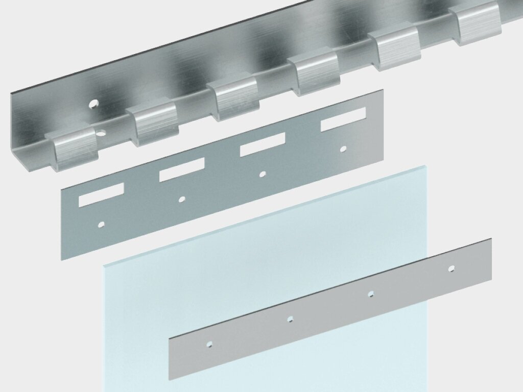 Крепеж для ПВХ завесы. Гребенка оцинкованная и пластины 200мм