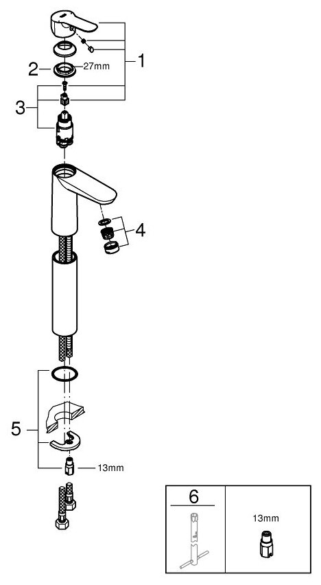 Смеситель для раковины (умывальника) Grohe BauEdge 23761000 хром - фотография № 7