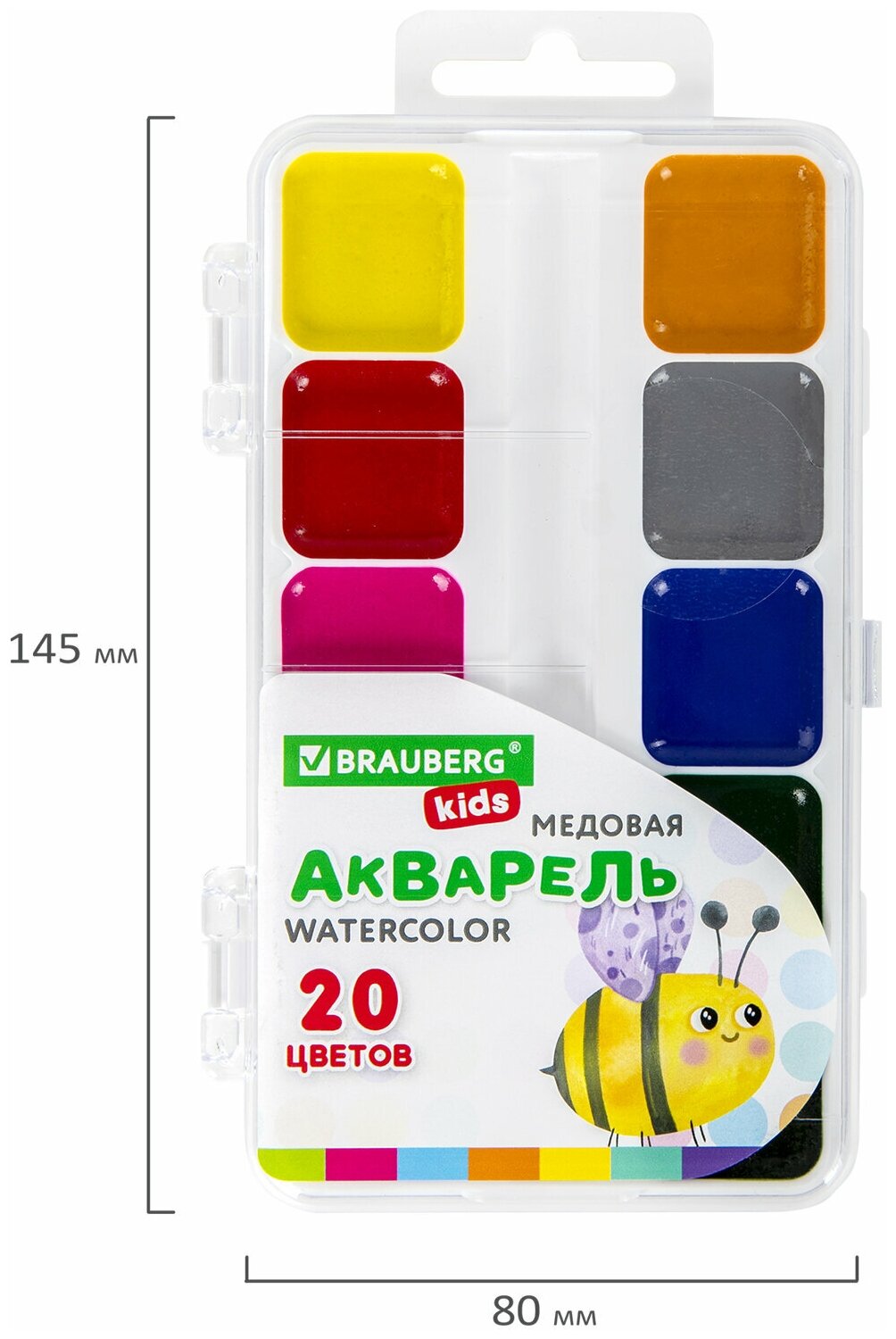 Краски акварельные Brauberg Kids медовые 24 цвета - фото №15