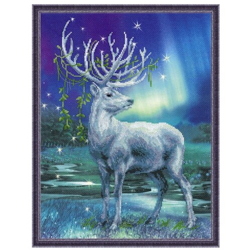 фото Риолис набор для вышивания крестом белый олень 30 х 40 (0043 рт)