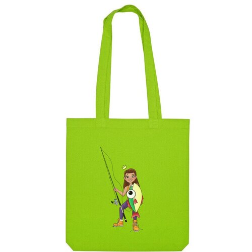 Сумка шоппер Us Basic, зеленый мужская футболка девушка на рыбалке s черный