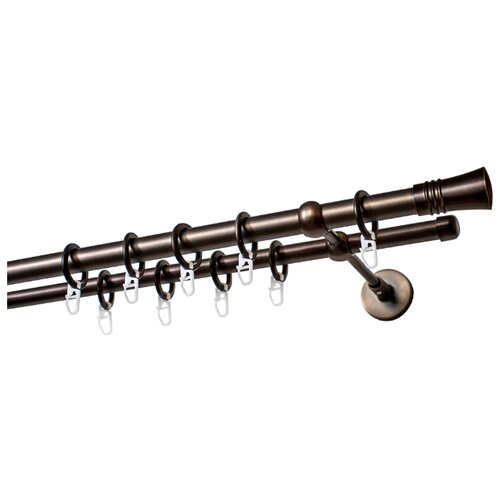 фото Карниз двухрядный уют 681-684к.d20 ост гиро (320 см) шоколад