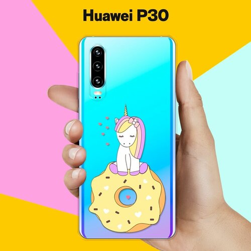 Силиконовый чехол Единорог на пончике на Huawei P30