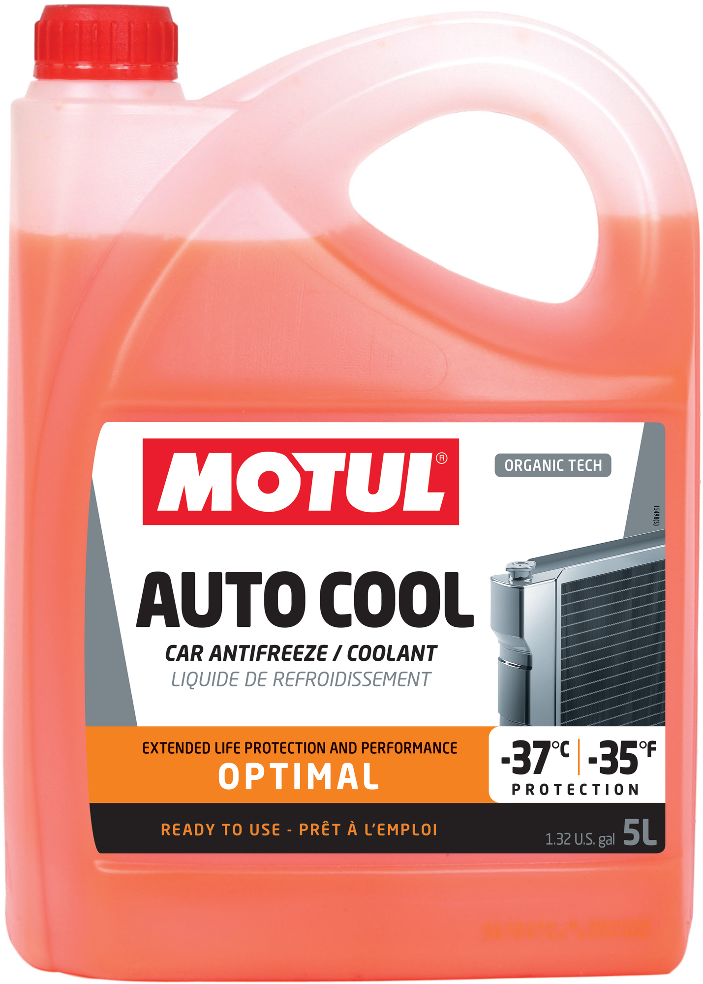 MOTUL 109142 Motul AUTO COOL OPTIMAL (5L)_антифриз! оранжевый -37C, флуоресцентный готовый, G12, G12+\