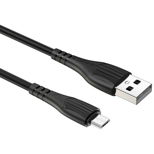 Кабель Borofone BX37, microUSB - USB, 2.4 А, 1 м, PVC оплётка, чёрный, 2 штуки borofone кабель borofone bx63 microusb usb 2 4 а 1 м tpe оплётка красный
