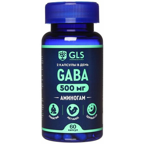 GLS Pharmaceuticals Аминогам GABA GLS для нервной системы, 60 капсул по 400 мг венотоник флебокомплекс gls 60 капсул по 400 мг