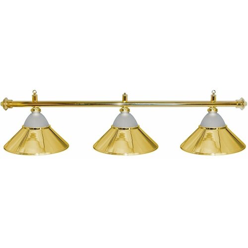 Лампа на три плафона «Jazz» (золотистая штанга, золотистый плафон D38см)