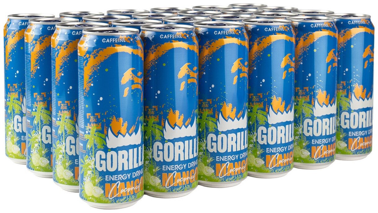 Энергетический напиток Gorilla (Горилла) Mango (Манго) 0,45 л х 24 банки - фотография № 1
