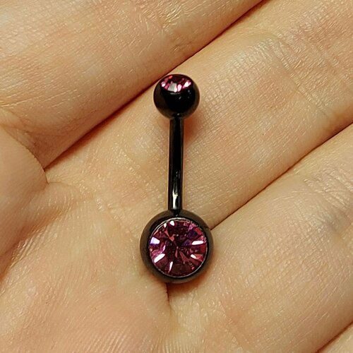 Пирсинг в пупок, размер 10 мм, длина стержня 10 мм, розовый, черный