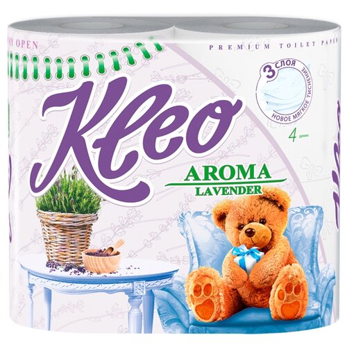 Туалетная бумага Kleo Aroma Лаванда трёхслойная 4 рул.