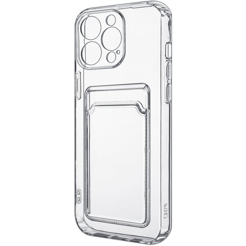 Прозрачный чехол на iPhone 12 Pro c карманом для карт, противоударный с защитой камеры