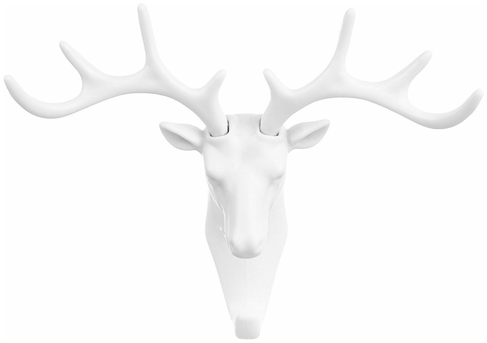 фото Самоклеящийся крючок интерьерный "Олень" (декоративный держатель, ключница, крючок для ключей и одежды), 18.5 х 17 х 6.5 см, цвет белый