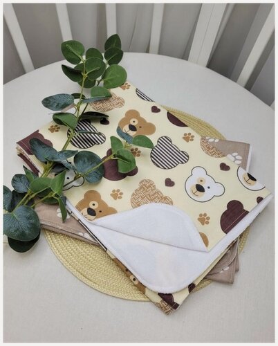 Изображение товара Пеленки непромокаемые "Коричневые мишки+лапки", 2шт 70х100см