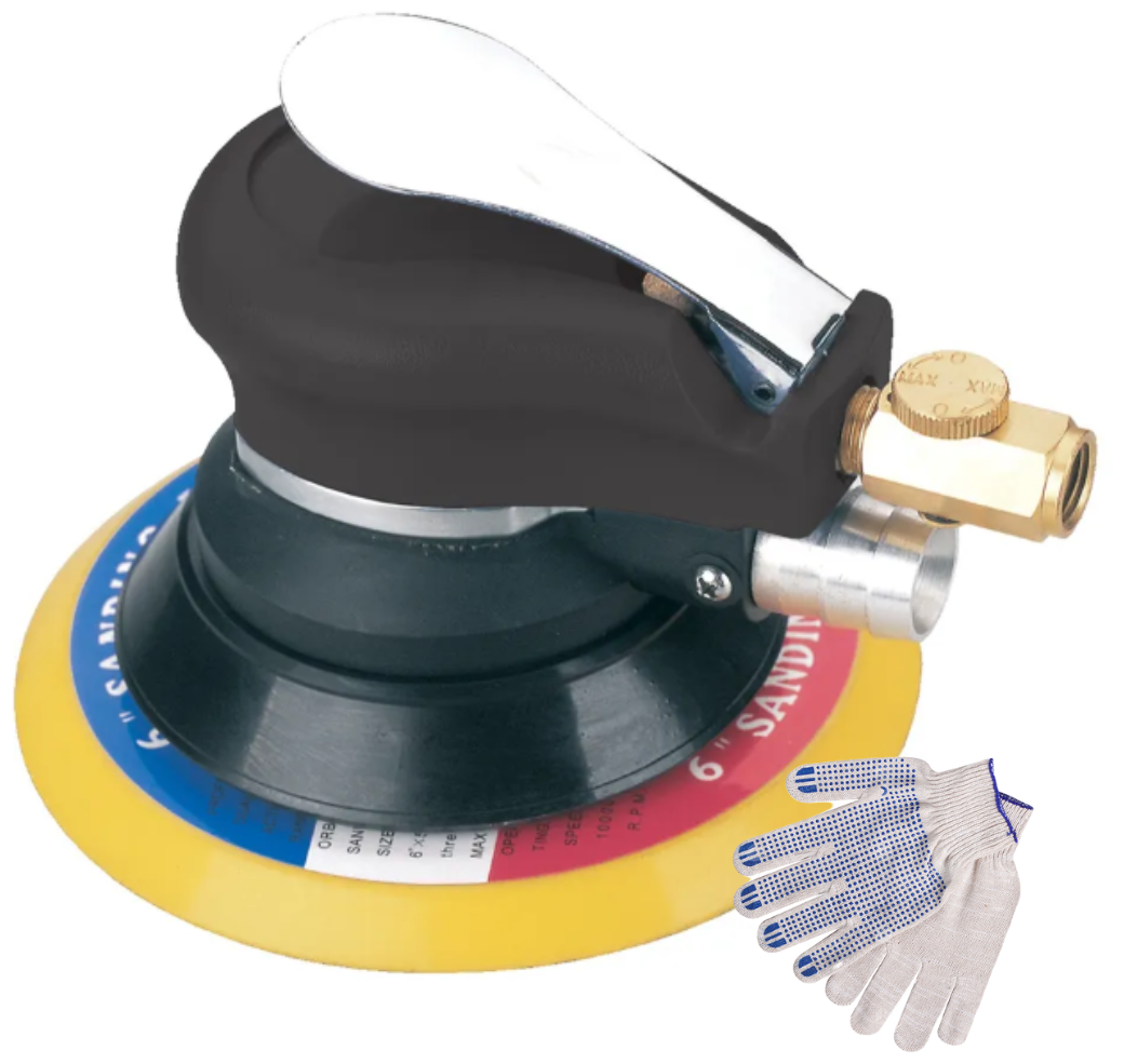 Пневмошлифмашина орбитальная SR150CV с пылеотводом c набором Fubag + рабочие перчатки
