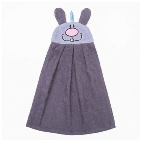 фото Полотенце- рушник гранд- стиль махровое "зайчик", 43*35 см, темно- серое, 300 г/м2 гранд-стиль