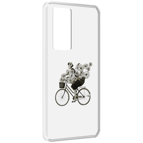 Чехол MyPads девушка на велосипеде с цветами для Realme GT Master Explorer Edition задняя-панель-накладка-бампер