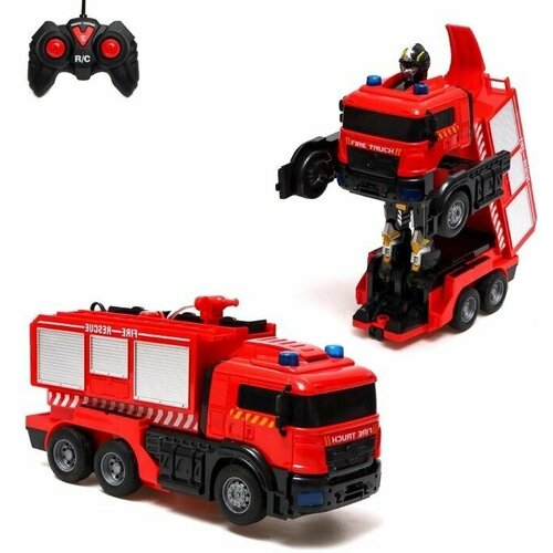 Робот радиоуправляемый Пожарная машина, трансформируется, световые и звуковые эффекты пожарная машинка 36 см световые и звуковые эффекты водяной насос