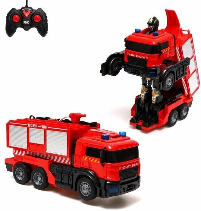 Робот радиоуправляемый "Пожарная машина" трансформируется световые и звуковые эффекты