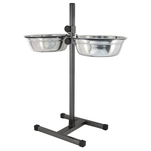 фото Стойка с мисками для животных хорошка регулируемая, шагрень, h60см, d26см, 2х2,5л