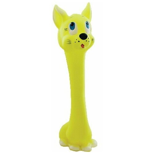 Игрушка для собак зооник Гантель кошка виниловая, в ассортименте (21 см)
