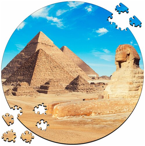 Деревянный пазл картина Путешествия египетские пирамиды EGYPTIAN PYRAMIDS с системой приклейки в деревянной коробке