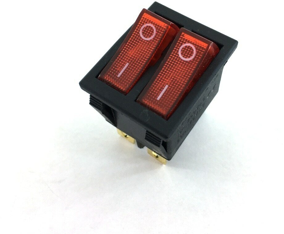 Лот 2 штуки Переключатель клавишный KCD4-202 (KN009) 16A 250V кнопка масляного обогревателя (28x22мм) - фотография № 1