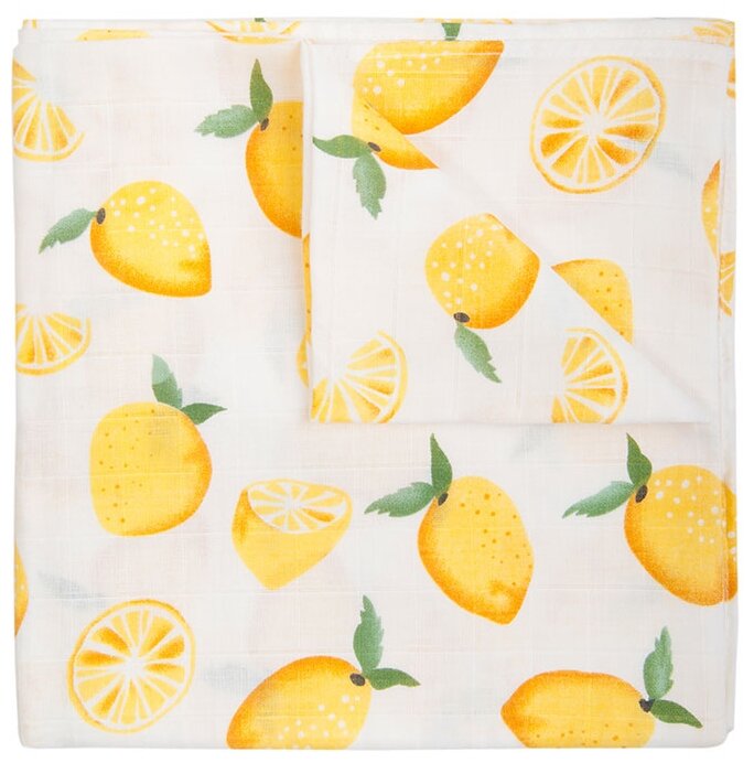 Купить Муслиновая пеленка для малыша "Лимон", цвет: желтый, 120х120 см по низкой цене с доставкой из Яндекс.Маркета