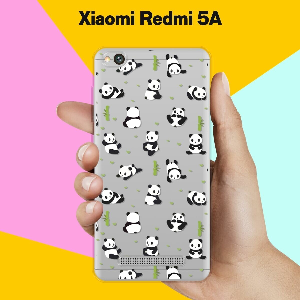 Силиконовый чехол на Xiaomi Redmi 5A Панды / для Сяоми Редми 5А