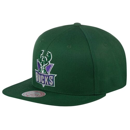 фото Бейсболка с прямым козырьком mitchell ness hhss3258-mbuyypppgren milwaukee bucks nba, размер one