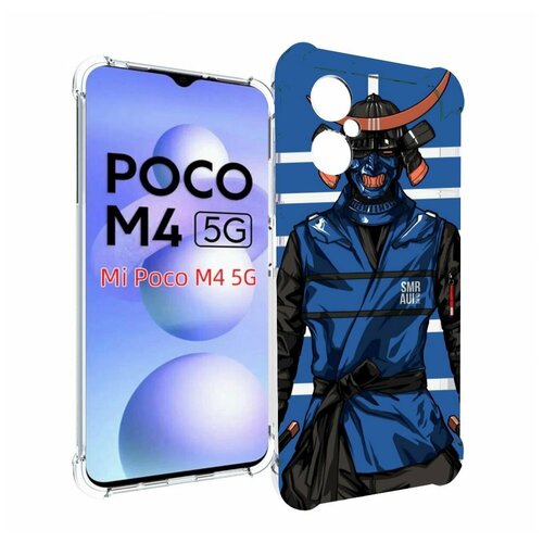 Чехол MyPads самурай в синей форме для Xiaomi Poco M4 5G задняя-панель-накладка-бампер чехол mypads самурай в синей форме для xiaomi black shark 5 задняя панель накладка бампер