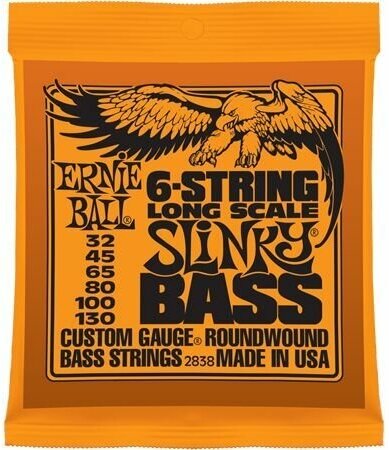 Струны для 6 струнной бас-гитары 32-130 ERNIE BALL 2838 Nickel Wound Long Scale Slinky