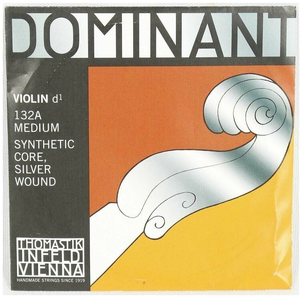 Струна отдельная скрипичная 132A D(РЕ) Dominant , синтетика/серебро , Thomastik